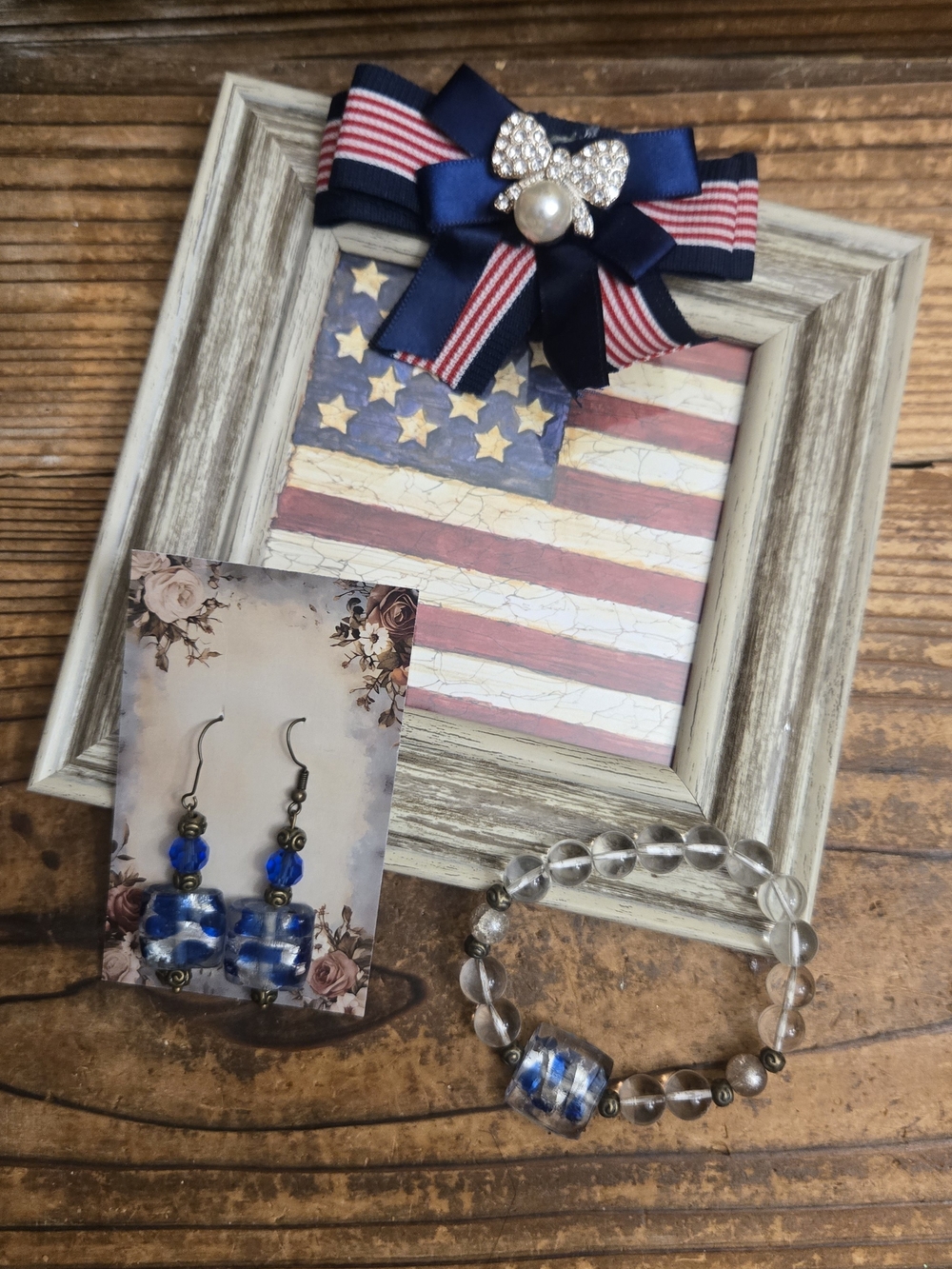 Patriotic Set: Frame Bracelet Earrings
